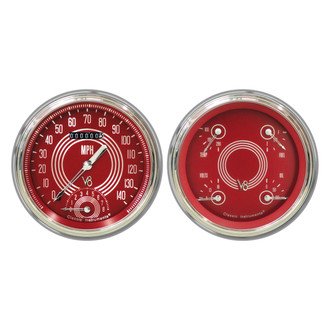 Classic Instruments® - V8 Steelie Series 4-5/8" Speedtachular and Quad Direct Fit Gauge Set, 140 MPH, 8,000 RPM, 240-33