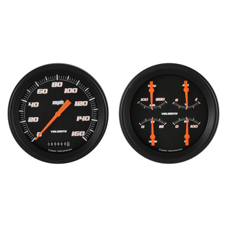 Classic Instruments® - Velocity Series 4-5/8" Speedometer and Quad Direct Fit Gauge Set, 160 MPH, 10,000 RPM, 240-33