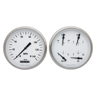 Classic Instruments® - White Hot Series 4-5/8" Speedometer and Quad Direct Fit Gauge Set, 140 MPH, 240-33