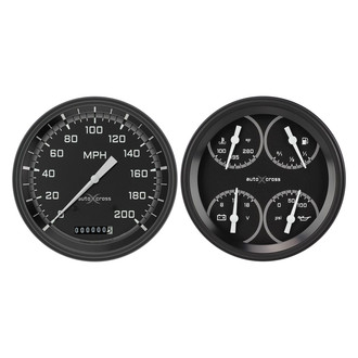 Classic Instruments® - AutoCross Series 4-5/8" Speedometer and Quad Direct Fit Gauge Set, 200 MPH