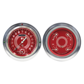 Classic Instruments® - V8 Steelie Series 4-5/8" Speedometer and Quad Direct Fit Gauge Set, 140 MPH, 240-33