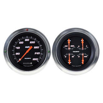 Classic Instruments® - Velocity Series 4-5/8" Direct Fit 2-Gauge Set, 160 MPH, 10,000 RPM