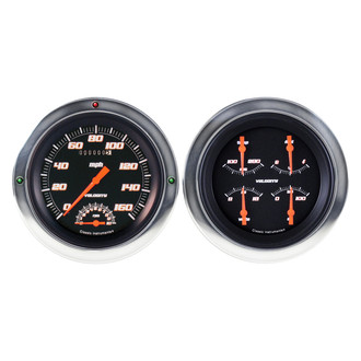 Classic Instruments® - Velocity Series 4-5/8" Speedometer and Quad Direct Fit Gauge Set, 160 MPH, 10,000 RPM