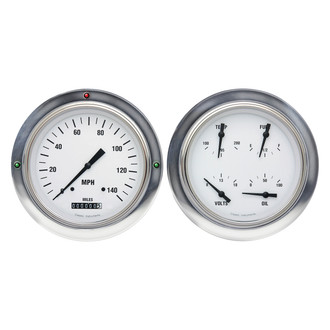 Classic Instruments® - White Hot Series 4-5/8" Speedometer and Quad Direct Fit Gauge Set, 140 MPH