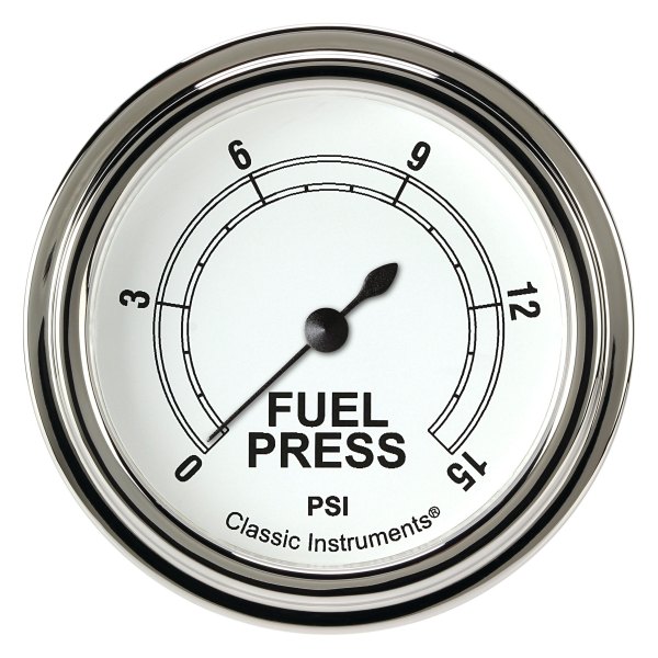 Classic Instruments® - Classic White Series 2-5/8" Fuel Pressure Gauge, 15 psi