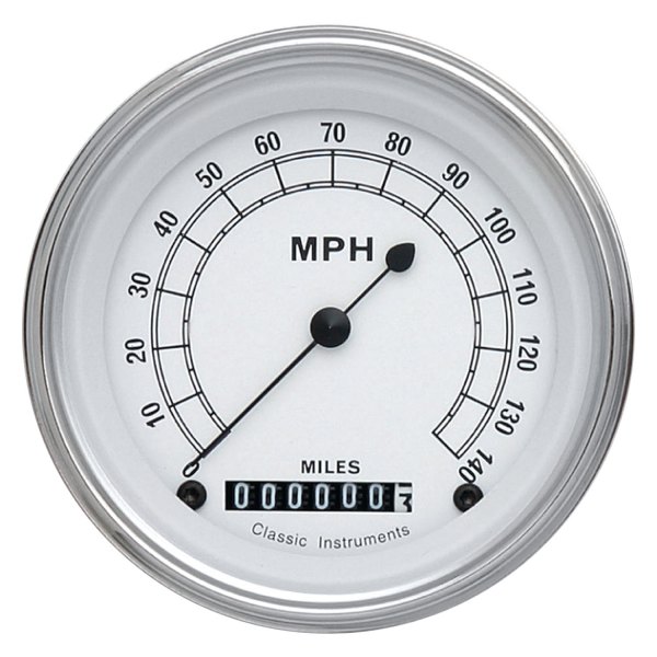 Classic Instruments® - Classic White Series 3-3/8" Speedometer, 140 MPH