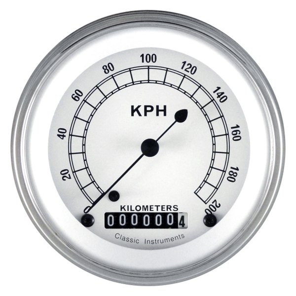 Classic Instruments® - Classic White Series 3-3/8" Speedometer, 200 KPH