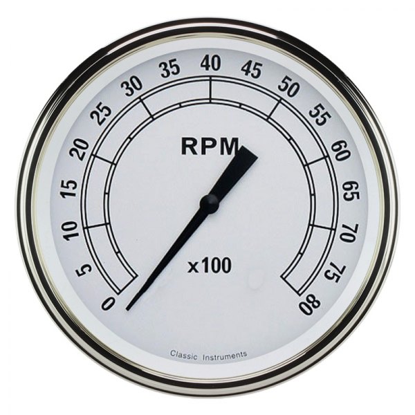 Classic Instruments® - Classic White Series 4-5/8" Tachometer, 8,000 RPM