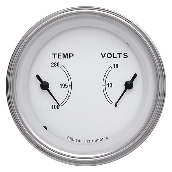 Classic Instruments® - Classic White Series 3-3/8" Temperature & Voltmeter Dual Gauge