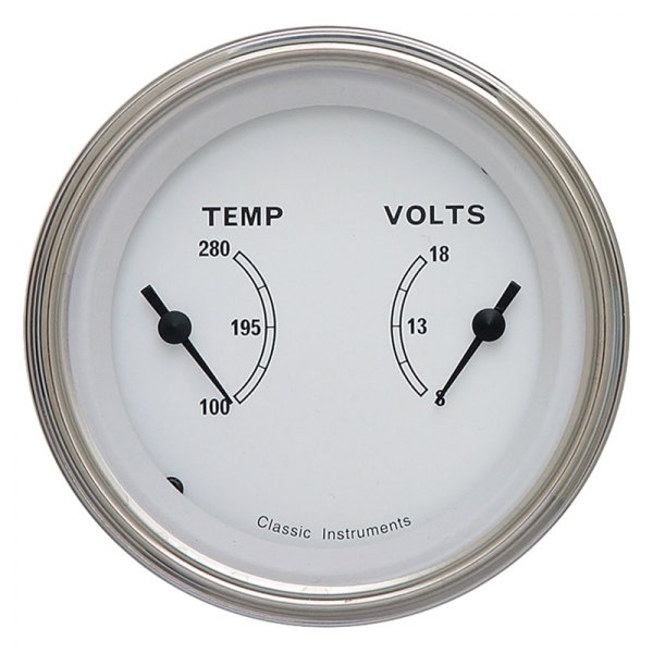 Classic Instruments® - Classic White Series 3-3/8" Temperature & Voltmeter Dual Gauge
