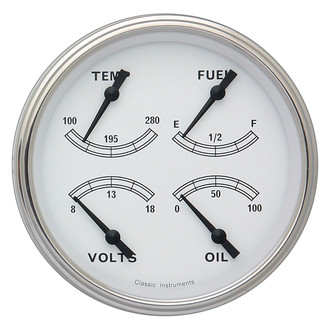 Classic Instruments® - Classic Series 4-5/8" Quad Gauge, 0-90, 8-18 V