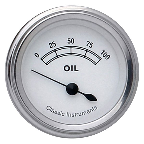 Classic Instruments® - Classic White Series 2-1/8" Oil Pressure Gauge, 100 psi
