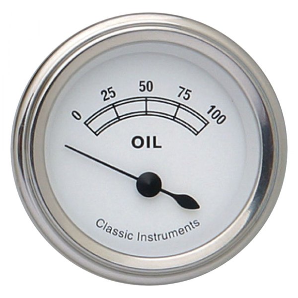 Classic Instruments® - Classic White Series 2-5/8" Oil Pressure Gauge, 100 psi