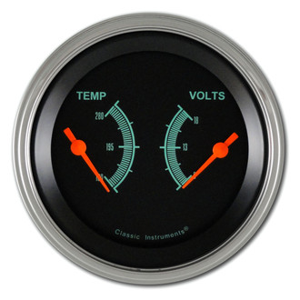 Classic Instruments® - G-Stock Series 3-3/8" Dual Temperature & Volt Gauge