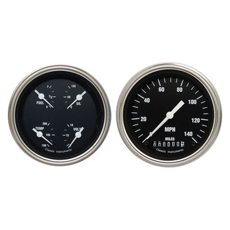 Classic Instruments® - Hot Rod Series 3-3/8" Speedometer and Quad Gauge Set, 140 MPH