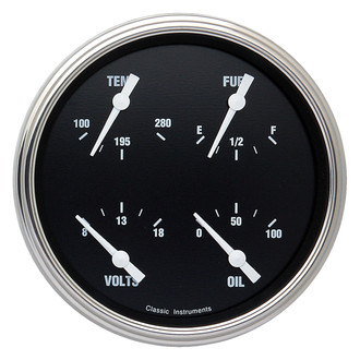Classic Instruments® - Hot Rod Series 4-5/8" Quad Gauge, 0-30, 8-18 V