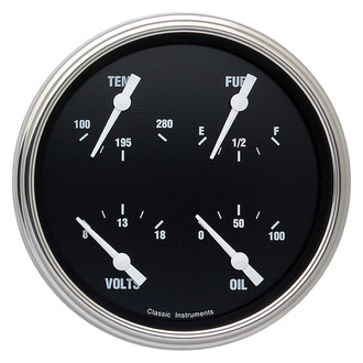 Classic Instruments® - Hot Rod Series 4-5/8" Quad Gauge, 0-30, 8-18 V