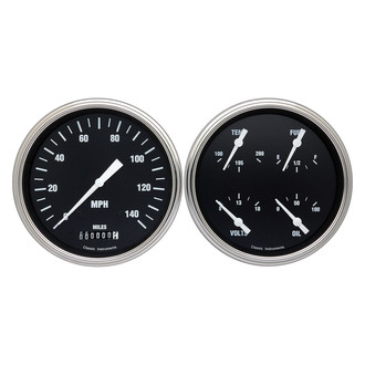 Classic Instruments® - Hot Rod Series 4-5/8" Speedometer and Quad Gauge Set, 140 MPH