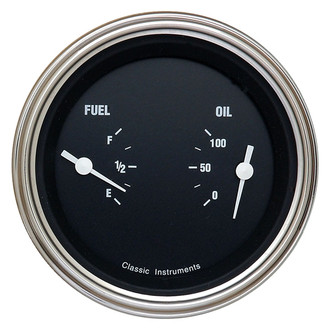 Classic Instruments® - Hot Rod Series 3-3/8" Fuel & Oil Dual Gauge, 240-33