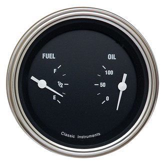 Classic Instruments® - Hot Rod Series 3-3/8" Fuel & Oil Dual Gauge, 240-33