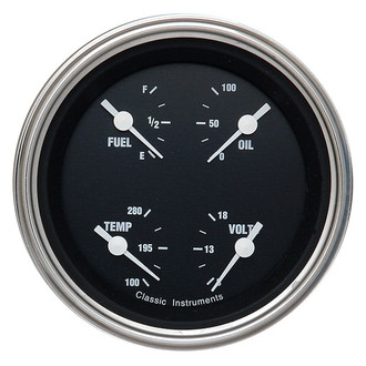 Classic Instruments® - Hot Rod Series 3-3/8" Quad Gauge, 0-30, 8-18 V