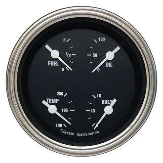 Classic Instruments® - Hot Rod Series 3-3/8" Quad Gauge, 0-30, 8-18 V