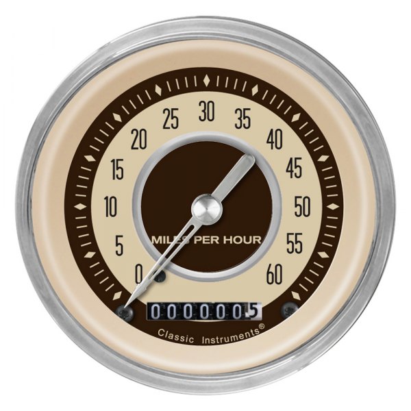 Classic Instruments® - Nostalgia VT Series 3-3/8" Low Speed Speedometer, 60 MPH