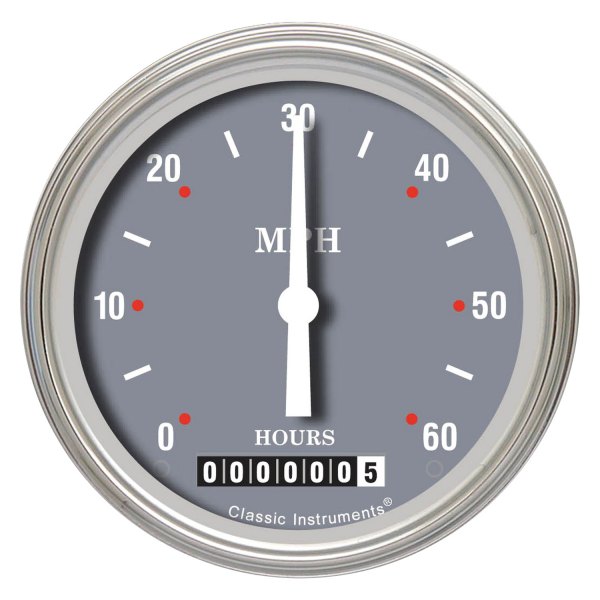 Classic Instruments® - Silver Gray Series 3-3/8" Low Speed Speedometer, 60 MPH