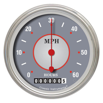 Classic Instruments® - Silver Series 3-3/8" Low Speed Speedometer, 60 MPH
