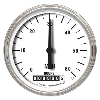Classic Instruments® - White Hot Series 3-3/8" Low Speed Speedometer, 60 MPH