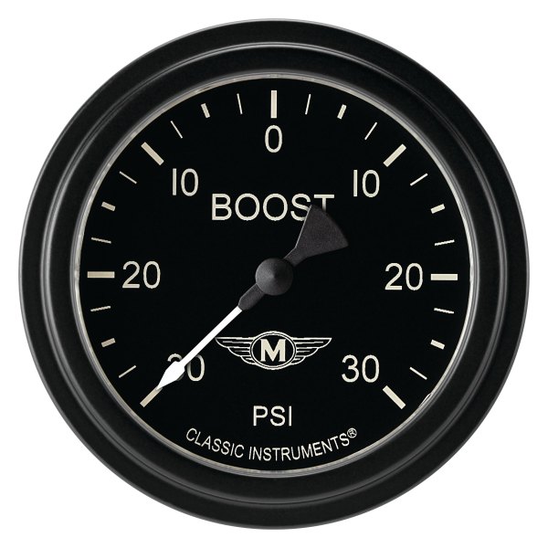 Classic Instruments® - Moal Bomber Series 2-5/8" Boost/Vacuum Gauge, -30 in Hg +30 PSI