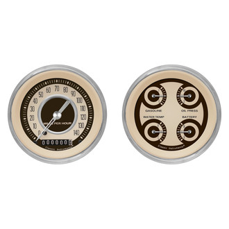 Classic Instruments® - Nostalgia VT Series 3-3/8" Speedometer and Quad Gauge Set, 140 MPH
