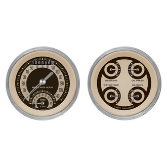 Classic Instruments® - Nostalgia VT Series 3-3/8" Speedtachular and Quad Gauge Set, 140 MPH, 8,000 RPM