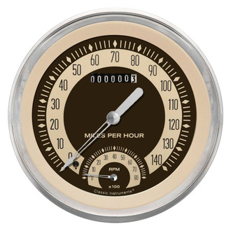 Classic Instruments® - Nostalgia VT Series 4-5/8" Speedtachular, 140 MPH, 8,000 RPM