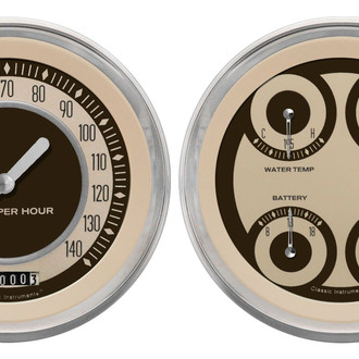 Classic Instruments® - Nostalgia VT Series 4-5/8" Speedometer and Quad Gauge Set, 140 MPH