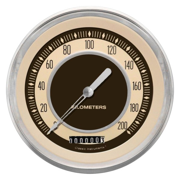 Classic Instruments® - Nostalgia VT Series 4-5/8" Speedometer, 200 KPH