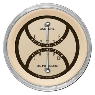 Classic Instruments® - Nostalgia VT Series 3-3/8" Fuel & Oil Dual Gauge, 240-33
