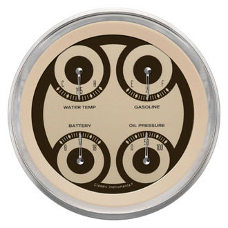 Classic Instruments® - Nostalgia VT Series 4-5/8" Quad Gauge, 240-33, 8-18 V