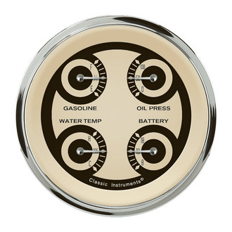 Classic Instruments® - Nostalgia VT Series 3-3/8" Quad Gauge, 0-30, 8-18 V