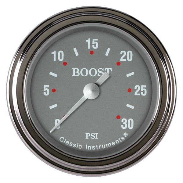 Classic Instruments® - Silver Gray Series 2-1/8" Boost Gauge, 30 psi