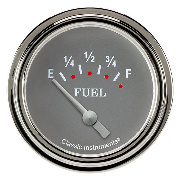 Classic Instruments® - Silver Gray Series 2-5/8" Fuel Level Gauge, 0-30