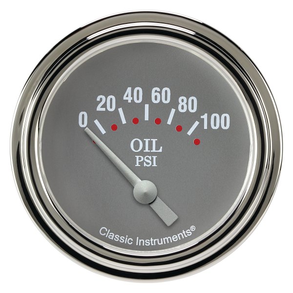 Classic Instruments® - Silver Gray Series 2-5/8" Oil Pressure Gauge, 100 psi