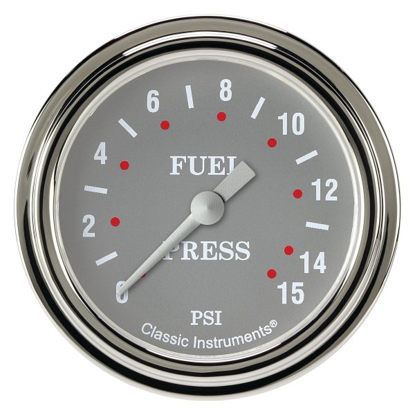 Classic Instruments® - Silver Gray Series 2-5/8" Fuel Pressure Gauge, 15 psi