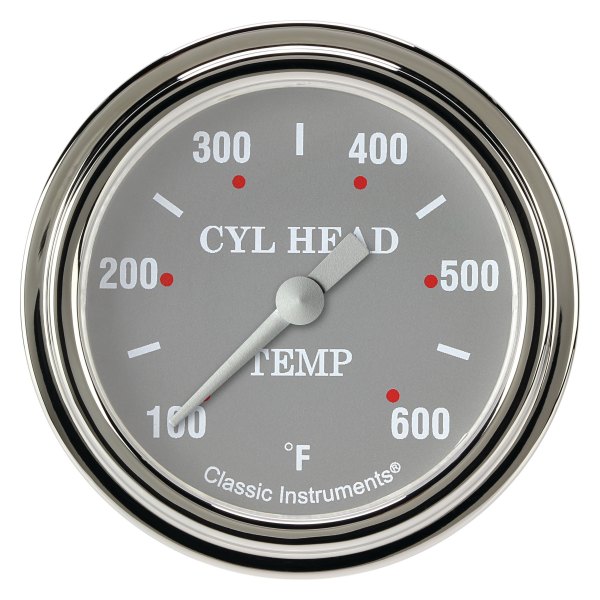 Classic Instruments® - Silver Gray Series 2-5/8" Cylinder Head Temperature Gauge, 100-600 F
