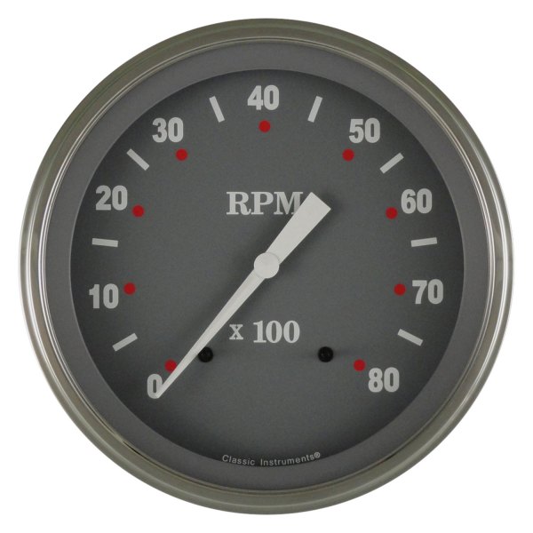 Classic Instruments® - Silver Gray Series 4-5/8" Tachometer, 8,000 RPM