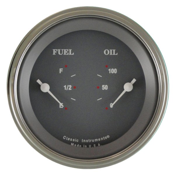 Classic Instruments® - Silver Gray Series 3-3/8" Fuel Level & Oil Pressure Dual Gauge