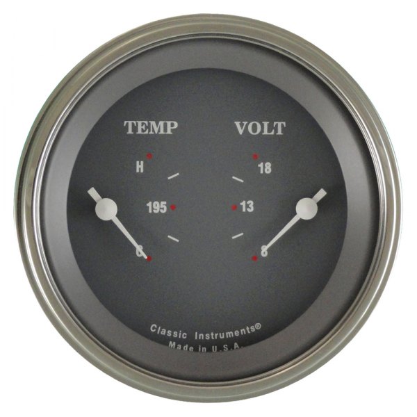 Classic Instruments® - Silver Gray Series 3-3/8" Temperature & Voltmeter Dual Gauge