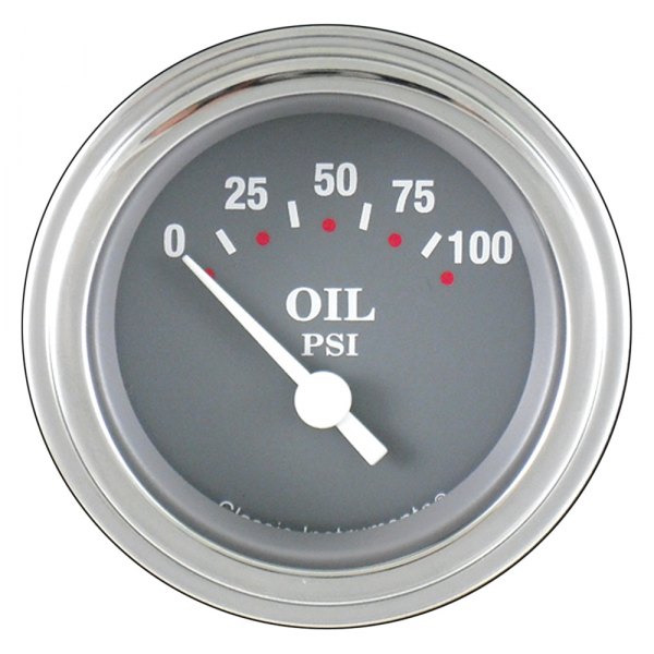 Classic Instruments® - Silver Gray Series 2-1/8" Oil Pressure Gauge, 100 psi