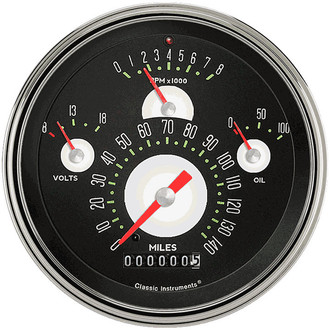 Classic Instruments® - Tetra Series 2-1/8" Four-in-One Gauge, 140 MPH, 8,000 RPM, 8-18 V