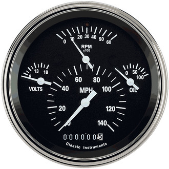 Classic Instruments® - Tetra Series 2-1/8" Four-in-One Gauge, 140 MPH, 8,000 RPM, 8-18 V
